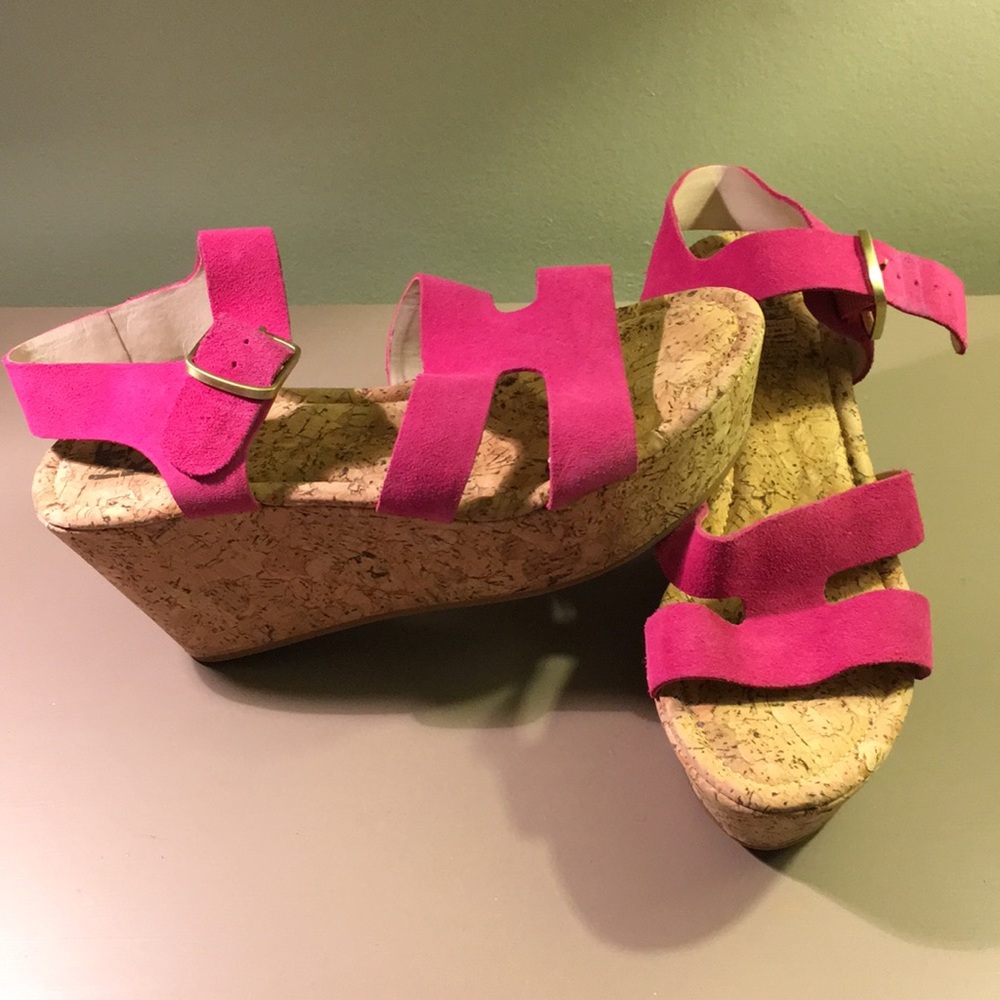Hot Pink Wedge Sandals